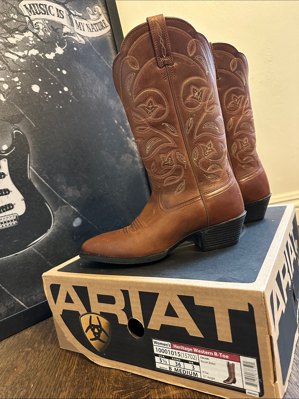 Ariat Brown Heritage Western R-Toe Leather Boots